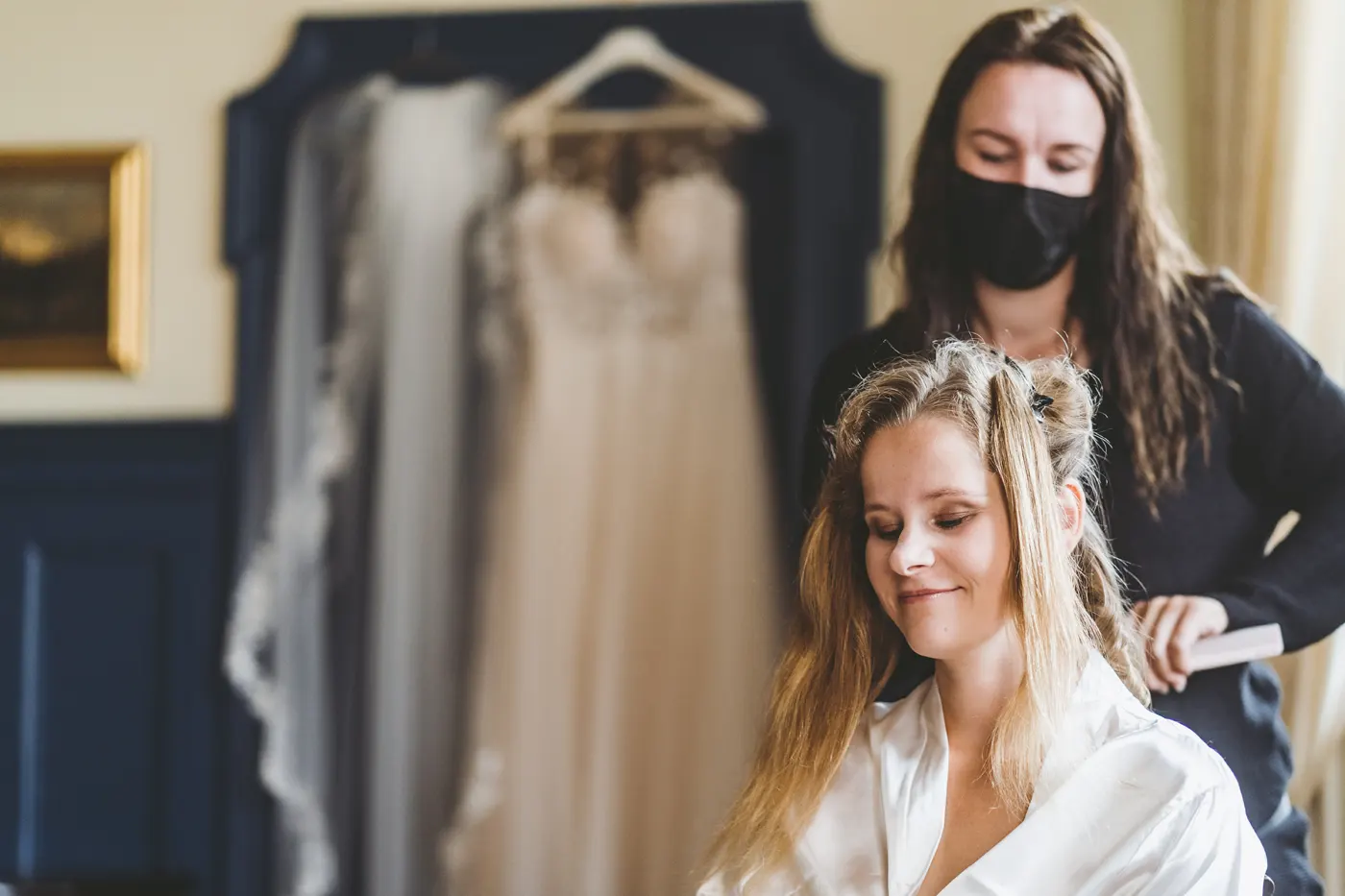 Brautstyling zur Hochzeit auf Rügen von der mobilen Friseurin Christine Schoenke